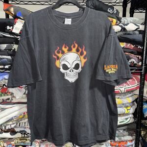 Vintage 2004 Laconia Bike Week Flaming Skull shirt Size Xxl